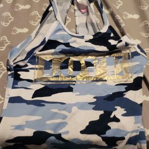 Blue camo open back tank